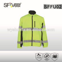 2015 high quality reflective safety fleece jacket with chest pocket and detachable hood